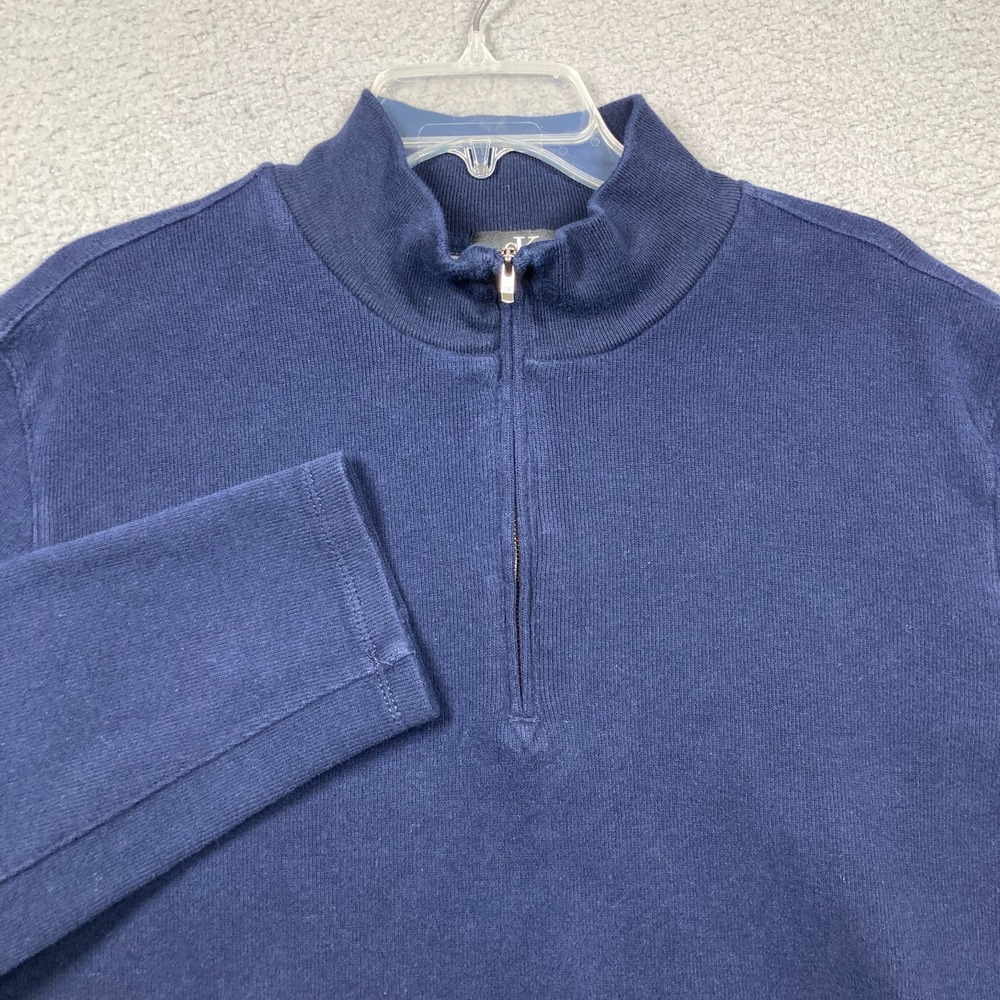 Calvin Klein 1/4‎ Zip Sweater Men's XL Blue Long Sleeve Mock Neck 100% Cotton